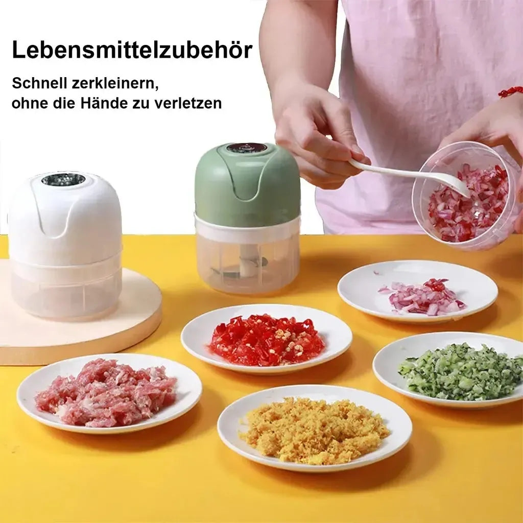 Miniprocesador Y Picador Eléctrico De Alimentos USB - Picatodo Recargable Cuchillas de Acero Inoxidable